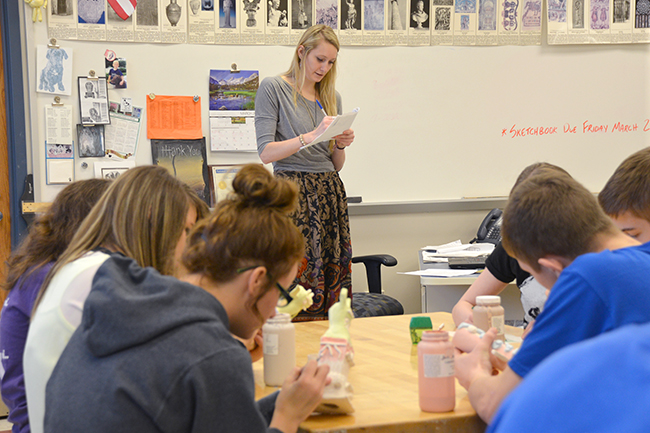 Findlay student teaching an 8th grade class