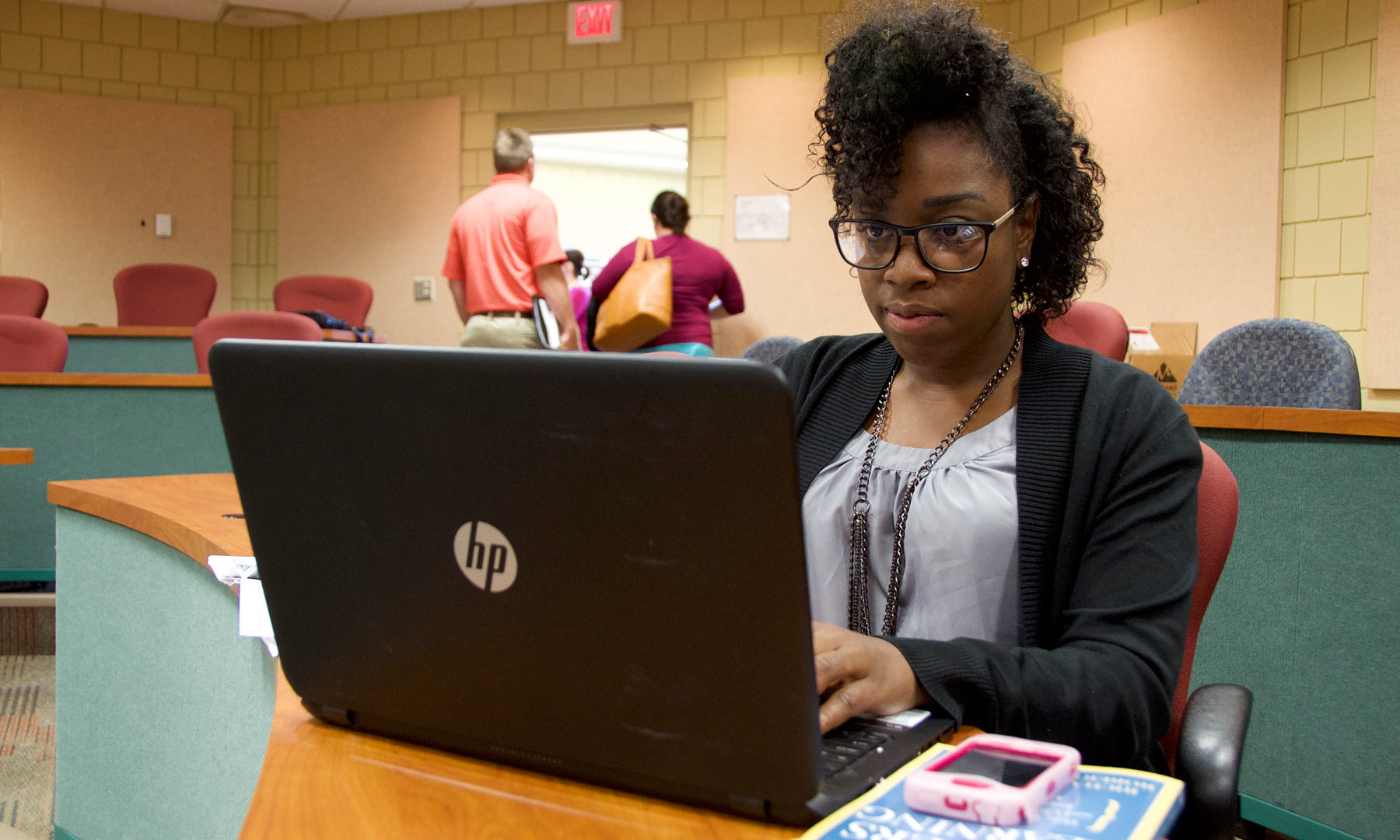 Education student at computer