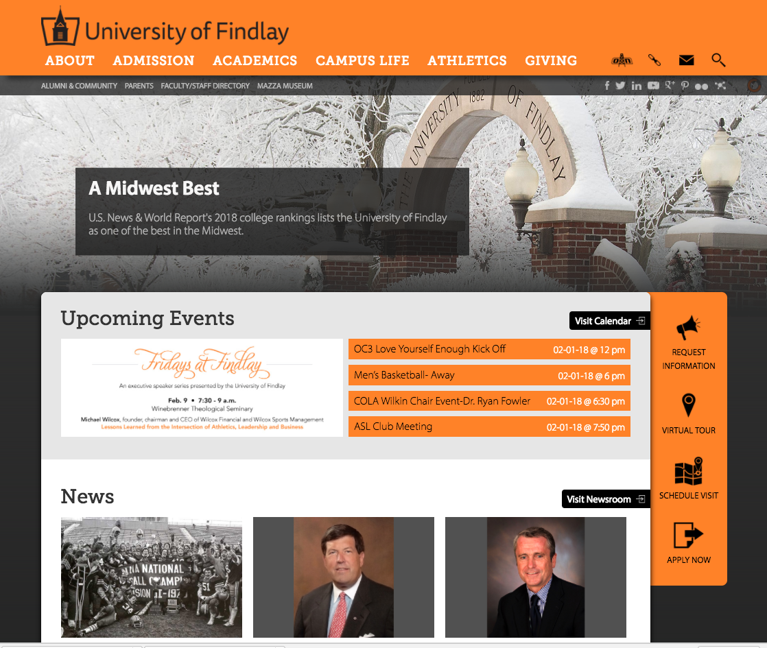 image of previous homepage design