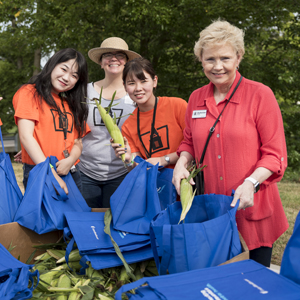 Dr. Fell and students participate in community service.