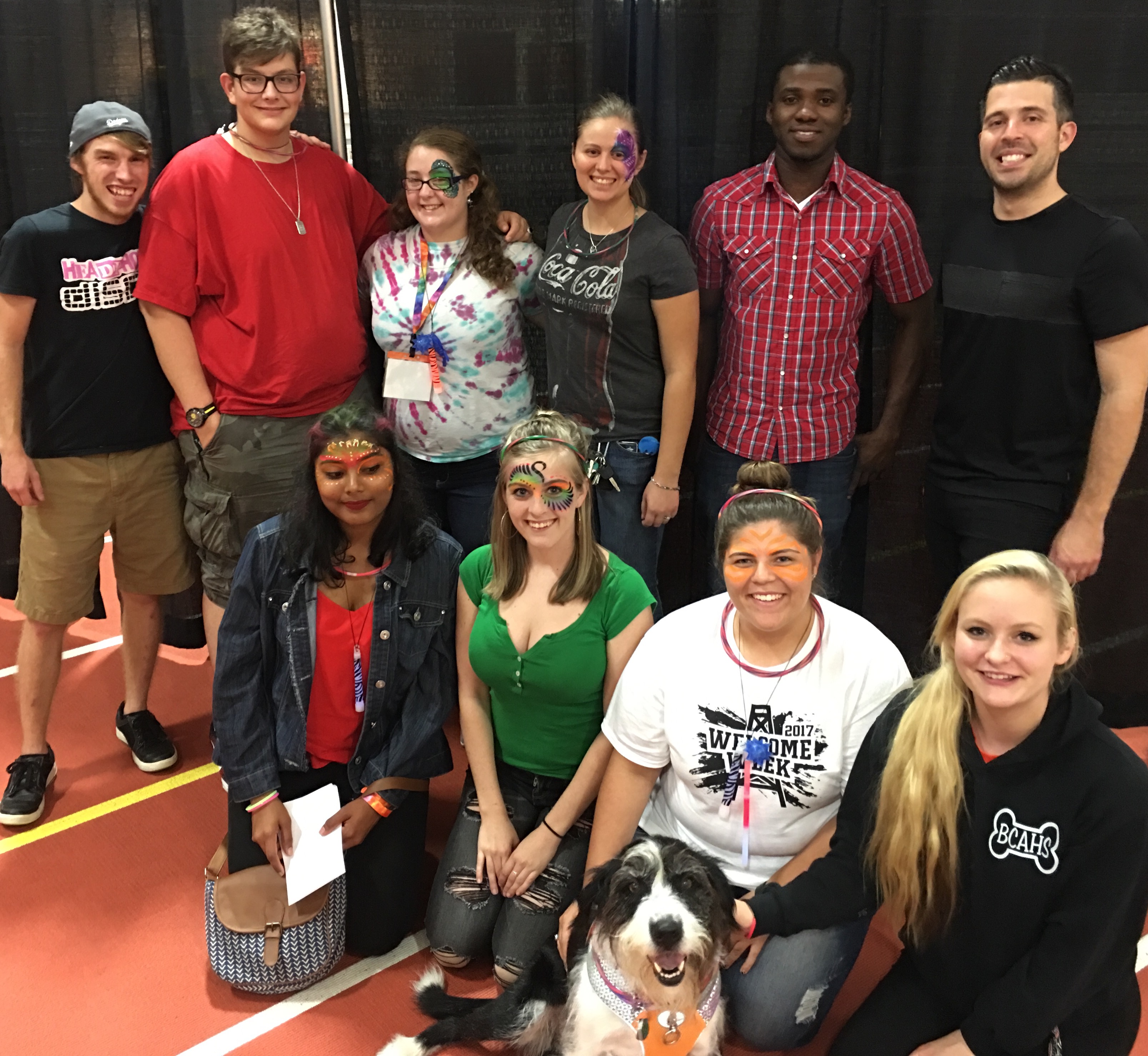 Dog with a group of students
