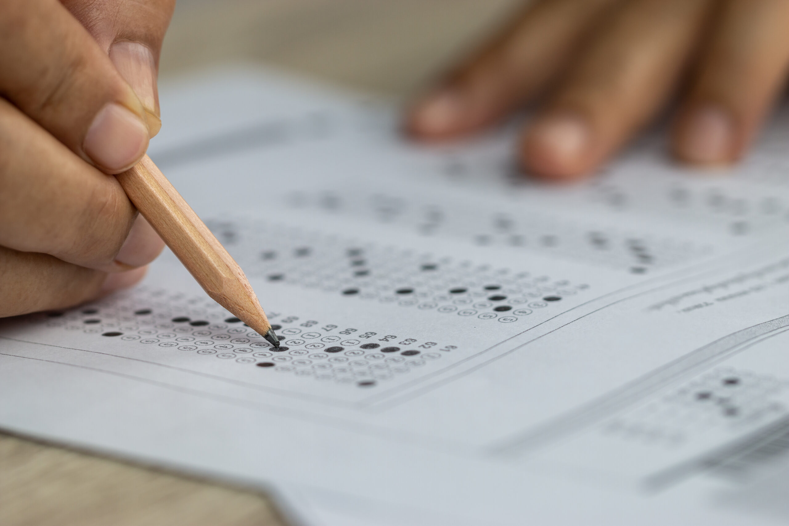School Students Hands Taking Exams, Writing Examination Holding
