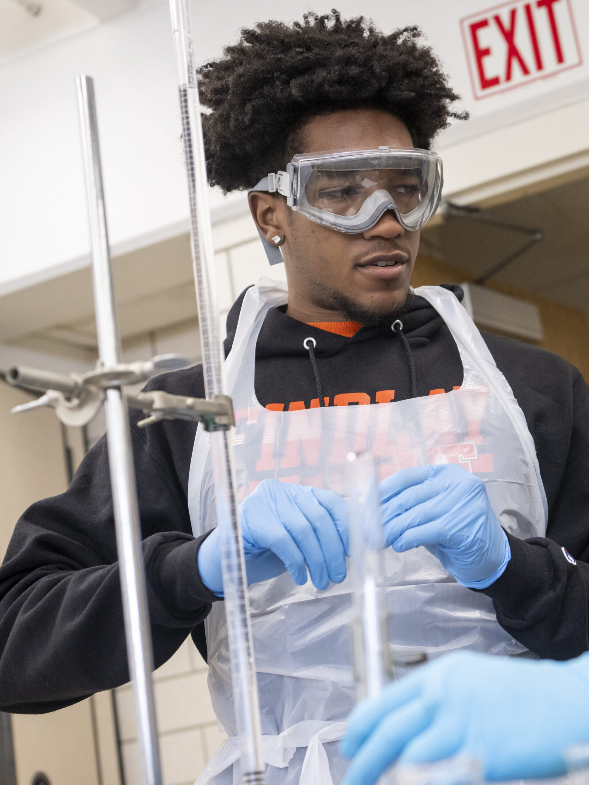 Students In Lab Male And Female Black And White